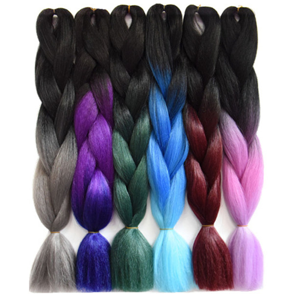 Buy 24 100g Ombre Braiding Hair Box Braids Synthetic Black Grey