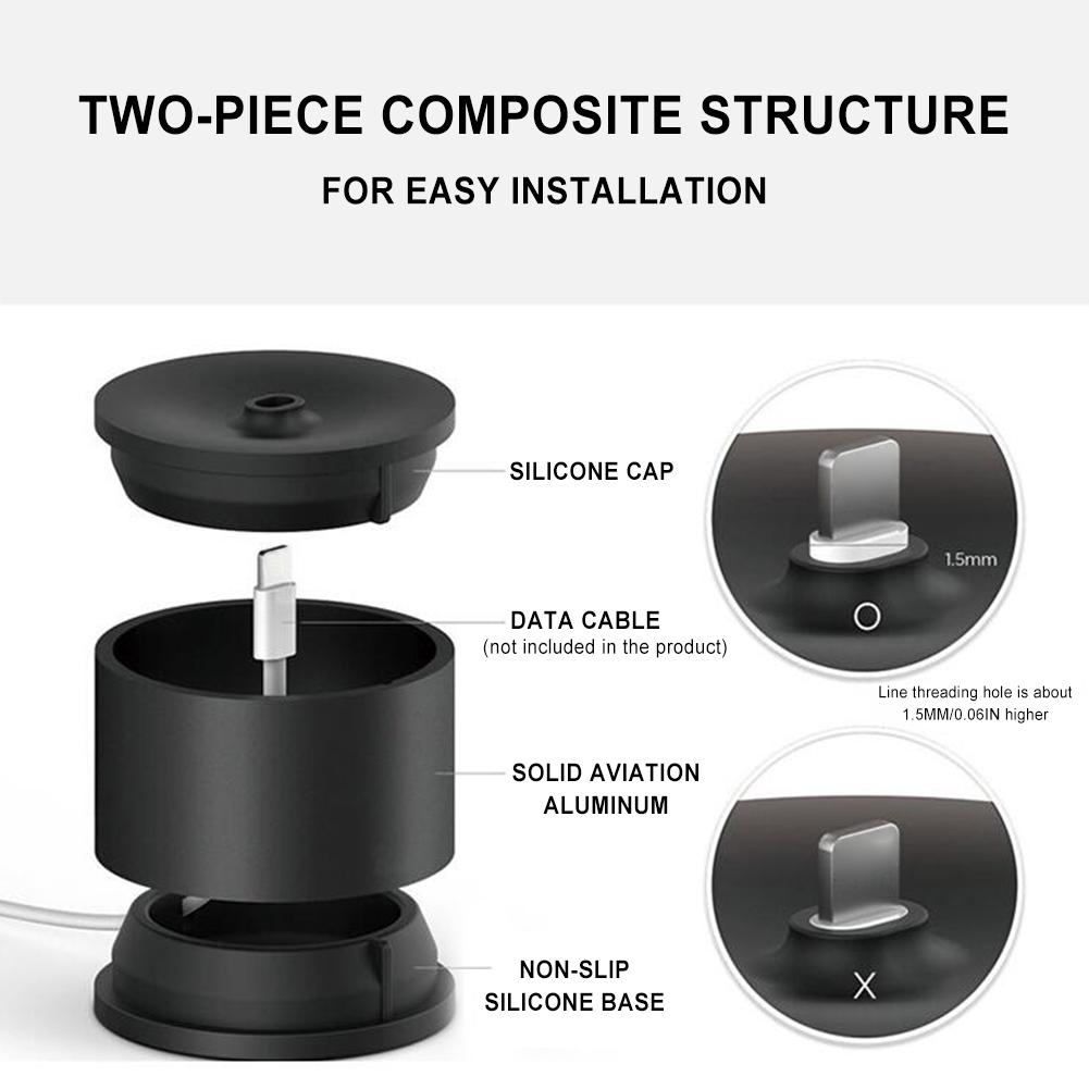 Telefoniklamber alumiiniumsulamist mobiiltelefoni lauaarvuti laadimisalus silikoonist laadimisalus laadimisklamber universaalne metall_voghion.com