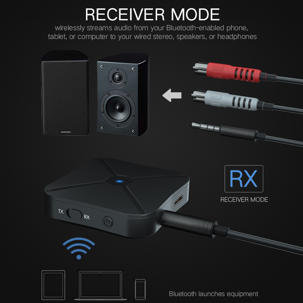 KN319 2 IN 1 Bluetooth Sender Empfänger 3,5mm Wireless Adapter Bluetooth 4,2 Stereo Audio Dongle Für TV Auto/Heim Lautsprecher_voghion.com