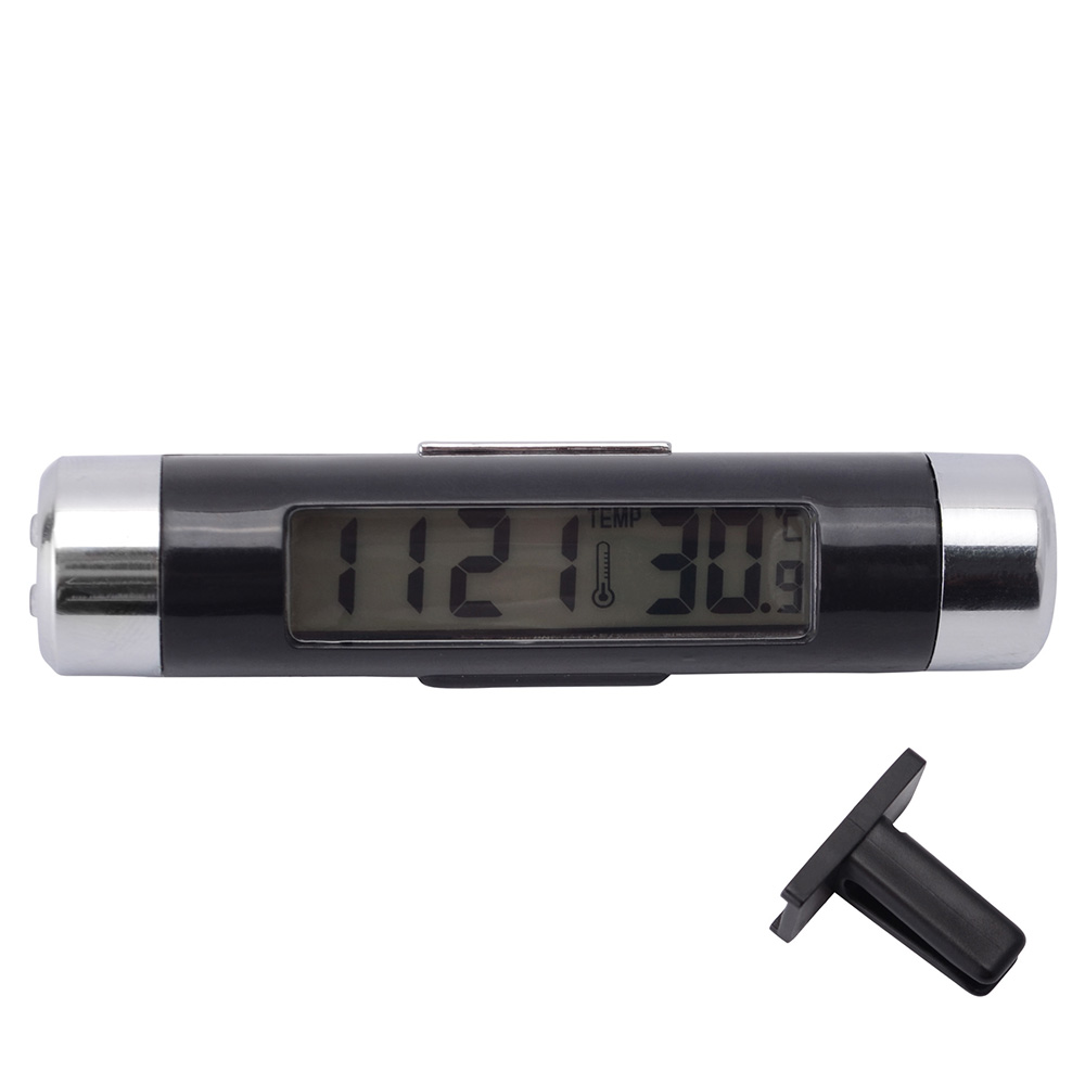 2-i-1 bil digitalt LCD temperatur termometer ur Bil ur termometer Digital baggrundslys Biltilbehør_voghion.com
