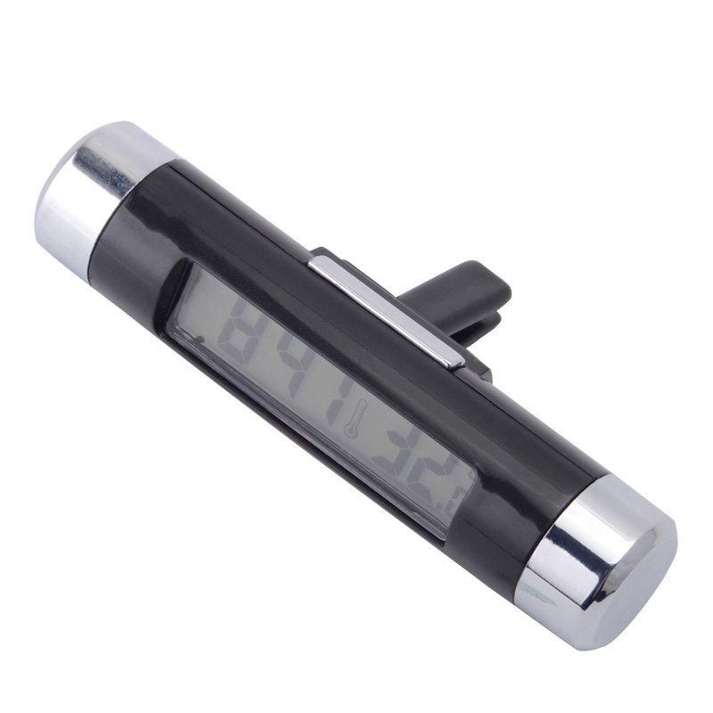 2-i-1 bil digitalt LCD temperatur termometer ur Bil ur termometer Digital baggrundslys Biltilbehør_voghion.com