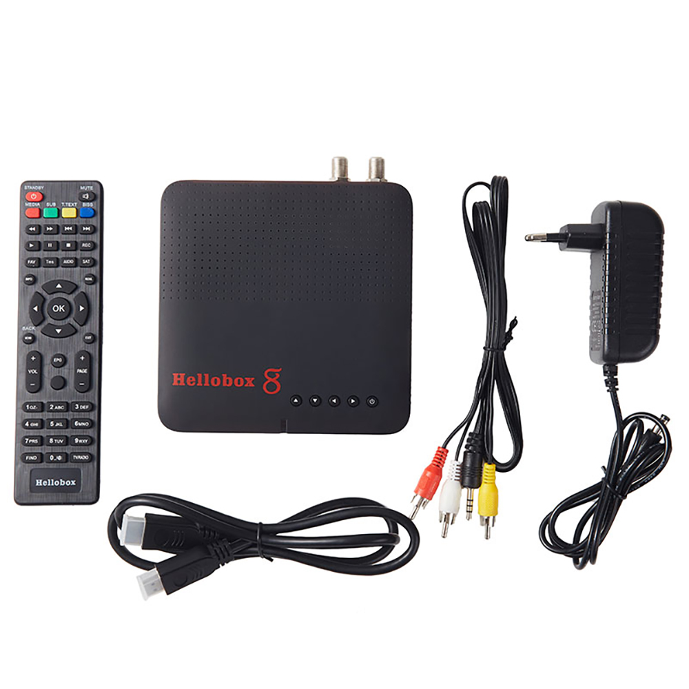 Receptor de TV combinado Hellobox 8 DVB T2 DVB S2 CCCamd Newcamd Decodificador compatible con RJ45 WiFi HEVC PowerVu Biss IPTV M3U TV Box_voghion.com