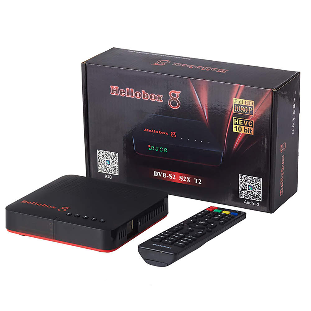 Receptor de TV combinado Hellobox 8 DVB T2 DVB S2 CCCamd Newcamd Decodificador compatible con RJ45 WiFi HEVC PowerVu Biss IPTV M3U TV Box_voghion.com
