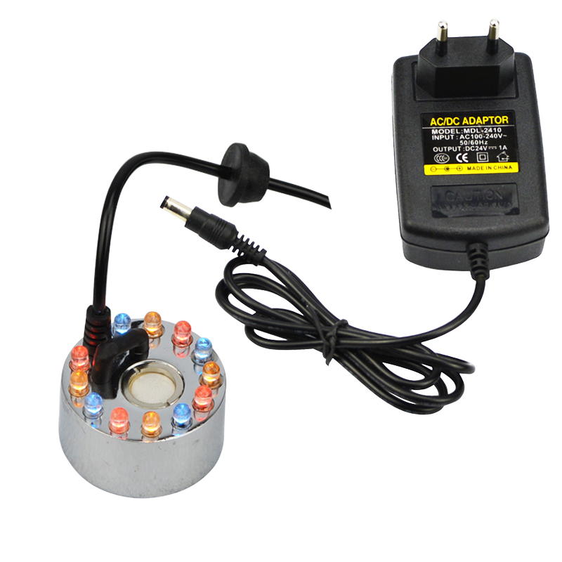 Umidificatore a ultrasuoni 24v 12 LED Mist Maker Fogger Nebulizzatore Fontana a nebbia d'acqua Generatore di nebbia a ultrasuoni_voghion.com