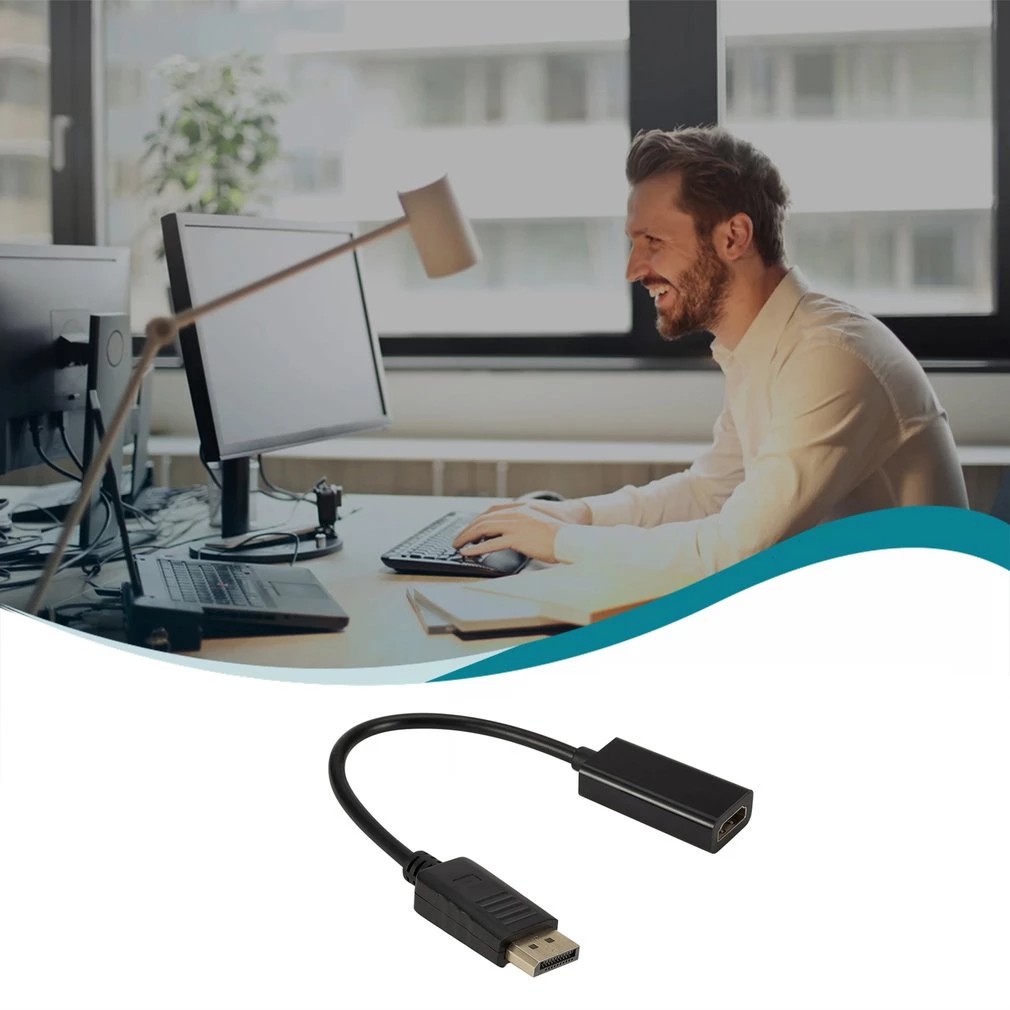 Γνήσιο για φορητό υπολογιστή HP/DELL, αρσενικό σε θηλυκό, καλώδιο DP σε HDMI, μετατροπέας Display Port σε 1080P HDMI_voghion.com
