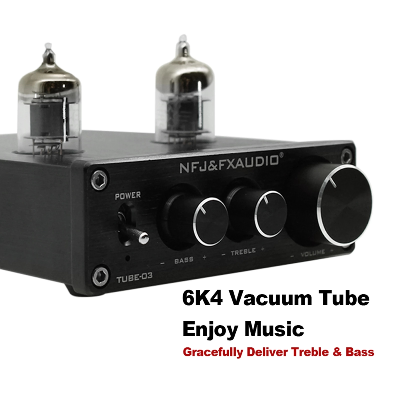 TUBE-03 Mini HiFi Audio priekšpastiprinātājs 6K4 Vakuuma lampas pastiprinātājs Buferis Augsto frekvenču Basu Regulēšana RCA Priekšpastiprinātājs Melns_voghion.com