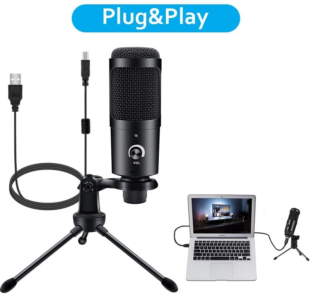 Professional Studio Microphone Usb Wired Condenser Karaoke Mic Computer Microphones Shock Mount+Foam Cap+Cable for Pc Notebook_voghion.com