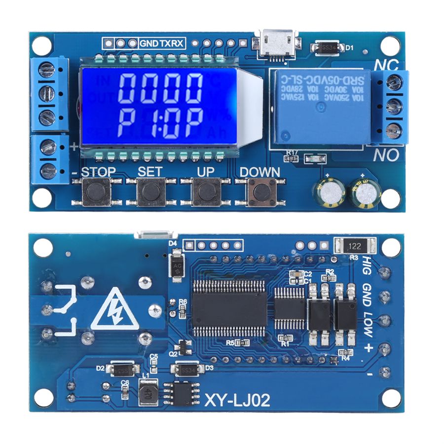 DC 5V forsinkelsesfrakoblingssyklustidsrelémodul LCD digitalt display justerbar tidsforsinkelsesrelébryter for hjemmeautomasjon_voghion.com