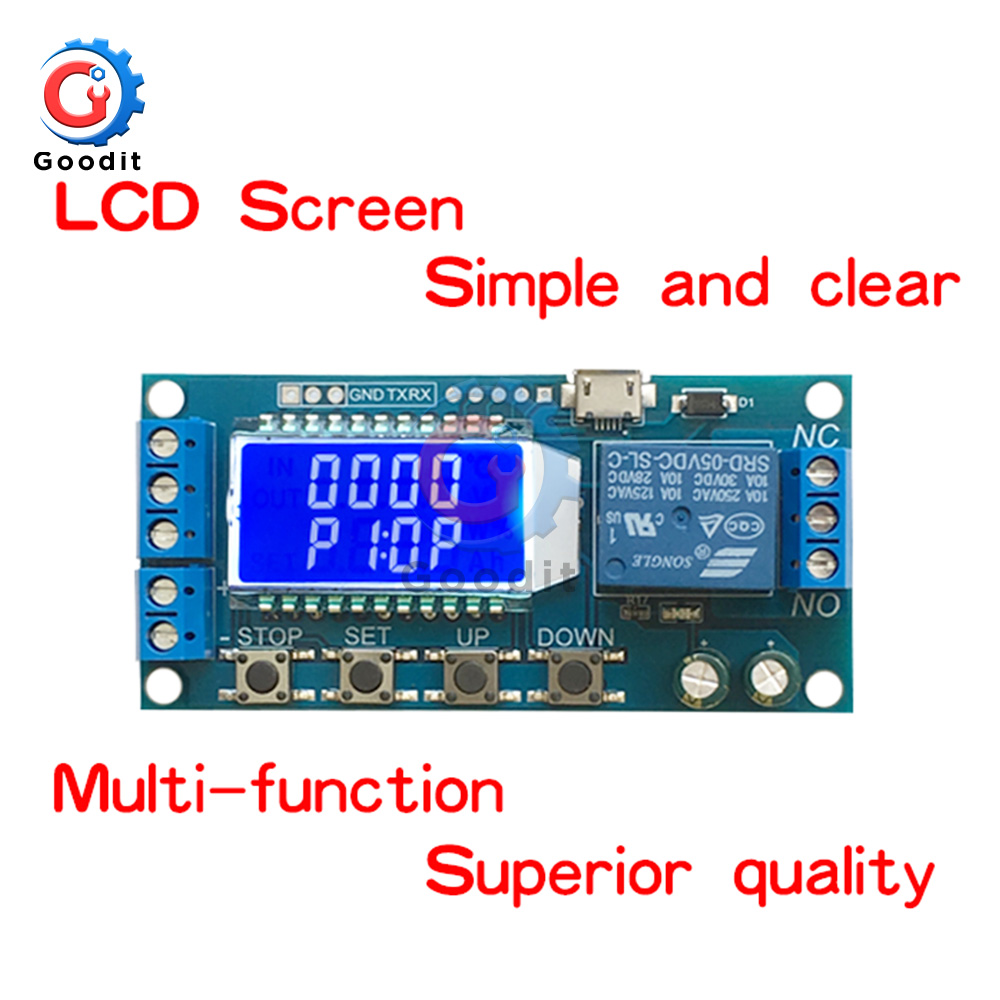 DC 5V forsinkelsesfrakoblingssyklustidsrelémodul LCD digitalt display justerbar tidsforsinkelsesrelébryter for hjemmeautomasjon_voghion.com