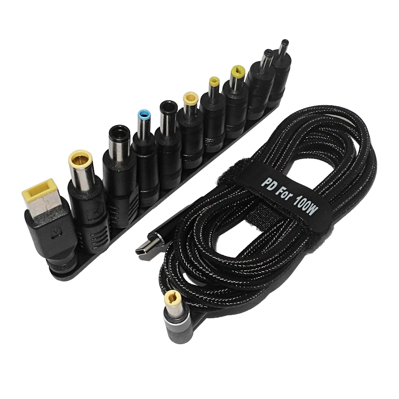 Adattatore di alimentazione per laptop di tipo C da 100 W, connettore USB di tipo C a jack per caricabatterie universale per laptop, cavo di ricarica per notebook_voghion.com