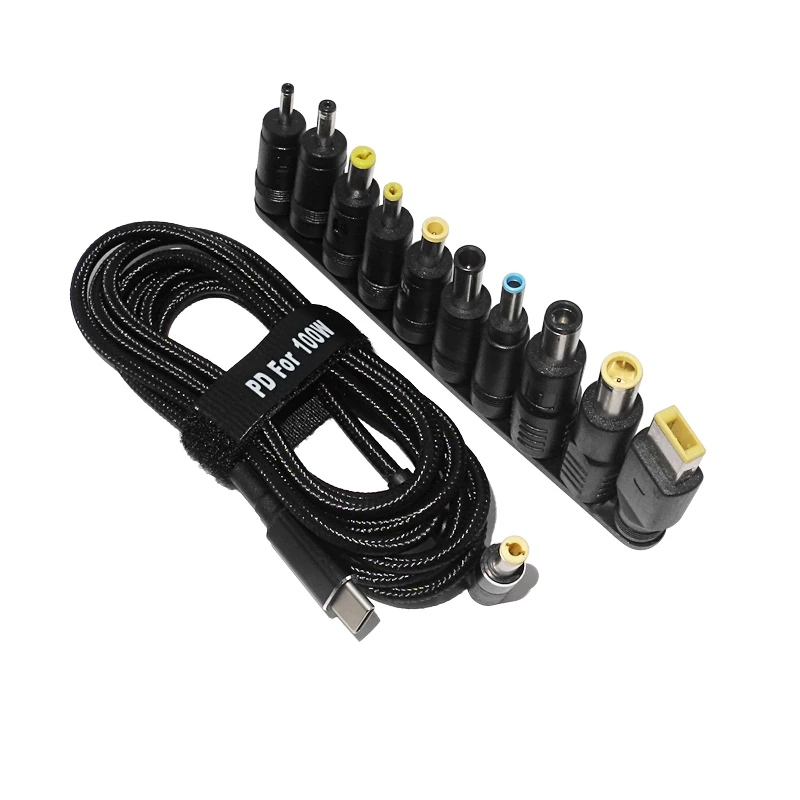Adattatore di alimentazione per laptop di tipo C da 100 W, connettore USB di tipo C a jack per caricabatterie universale per laptop, cavo di ricarica per notebook_voghion.com