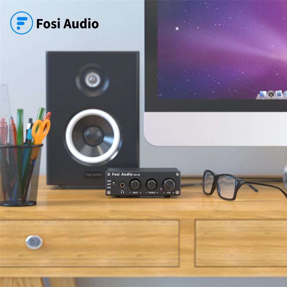 Fosi Audio Q4 Mini-Stereo-USB-Gaming-DAC und Kopfhörerverstärker, Audio-Konverter-Adapter für Heim-/Desktop-Aktivlautsprecher_voghion.com