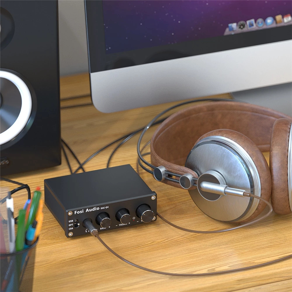 Fosi Audio Q4 Mini-Stereo-USB-Gaming-DAC und Kopfhörerverstärker, Audio-Konverter-Adapter für Heim-/Desktop-Aktivlautsprecher_voghion.com