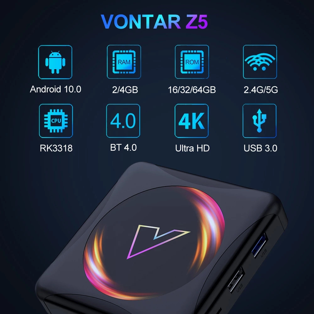 VONTAR Z5 Smart TV Box Android 10 4G 64GB Rockchip RK3318 1080p 4K Google Play Youtube Media player TVBOX Set Top Box_voghion.com